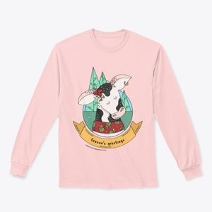 Season Greeting Pink Cow Sweater